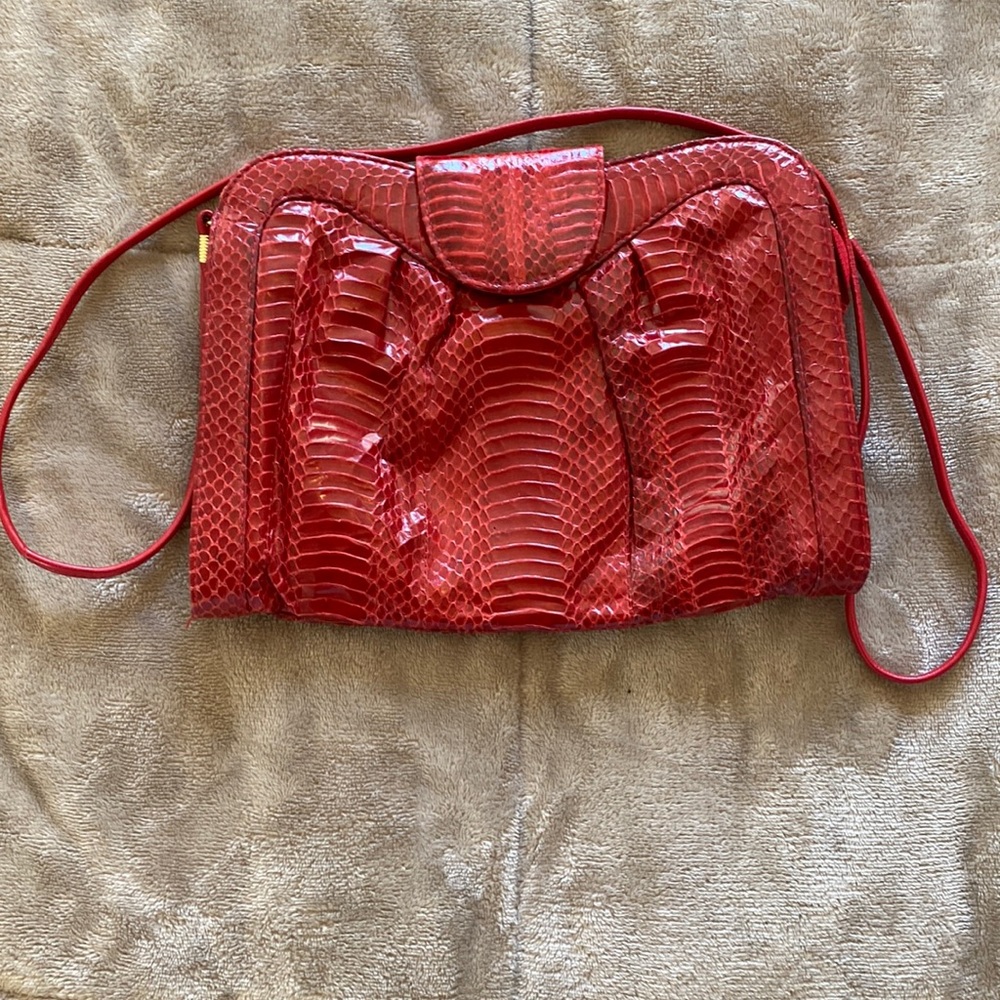 Vintage red snakeskin crossbody purse